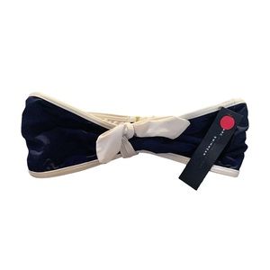 NWT Marc Jacobs Navy Blue White Trim Woodward Solis Bandeau Bra Bikini Large